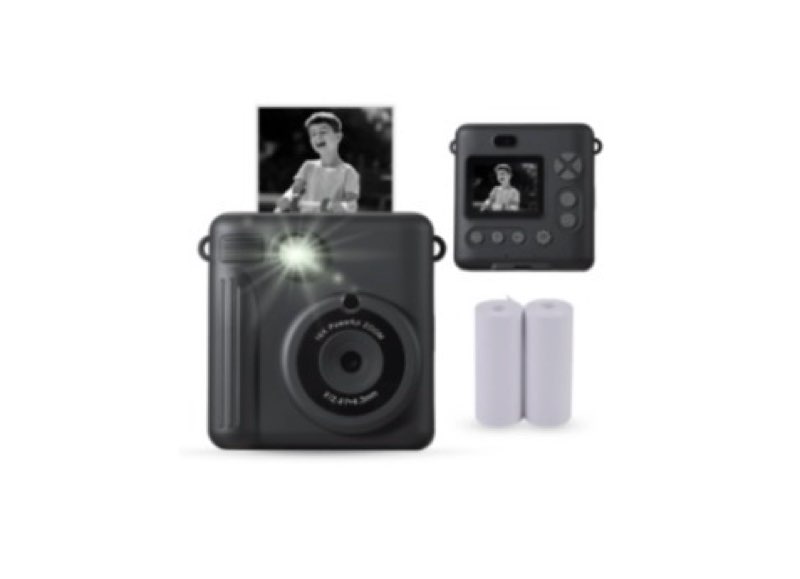 vivitar instaprint digital camera, 12mp, 4 games, 2 rolls of paper, instantly prints 2" x 3" pictures -grey