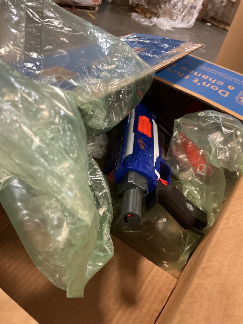 Condition photo showing As Is for nerf rampage n-strike elite toy blaster with 25 dart drum slam fire & 25 official elite foam darts for kids, teens, & adults (exclusive)