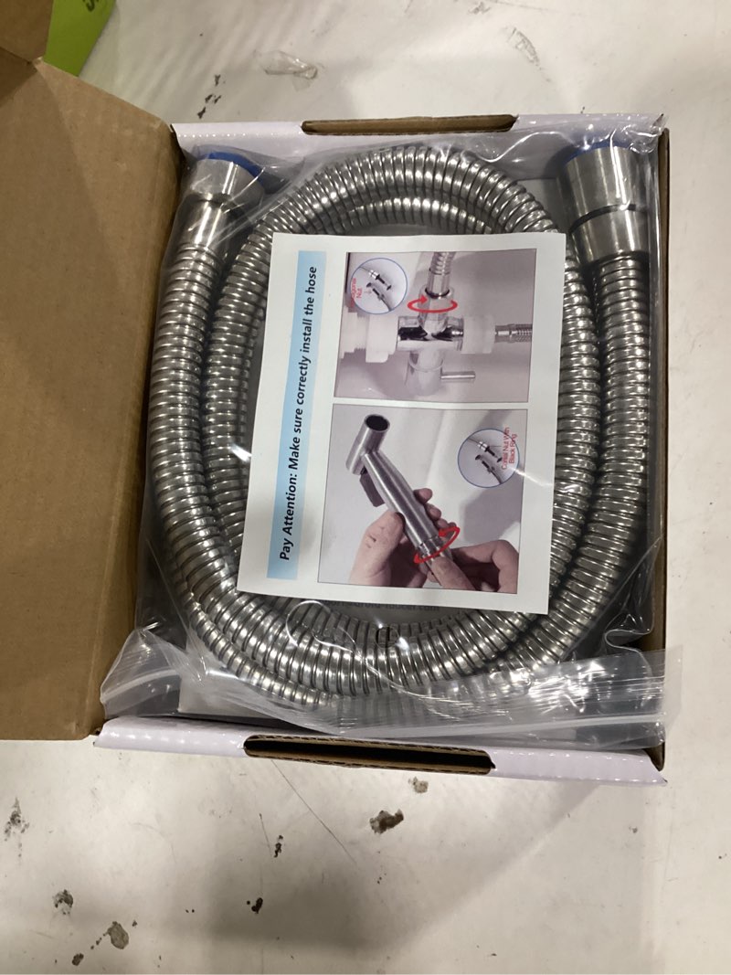 Condition photo showing New/Like New for arofa handheld toilet bidet sprayer for toilet-adjustable water pressure control with bidet hose for feminine wash, stainless steel brushed nickel bidet faucet cloth diaper for baby wash standard-1 pack brushed nickel