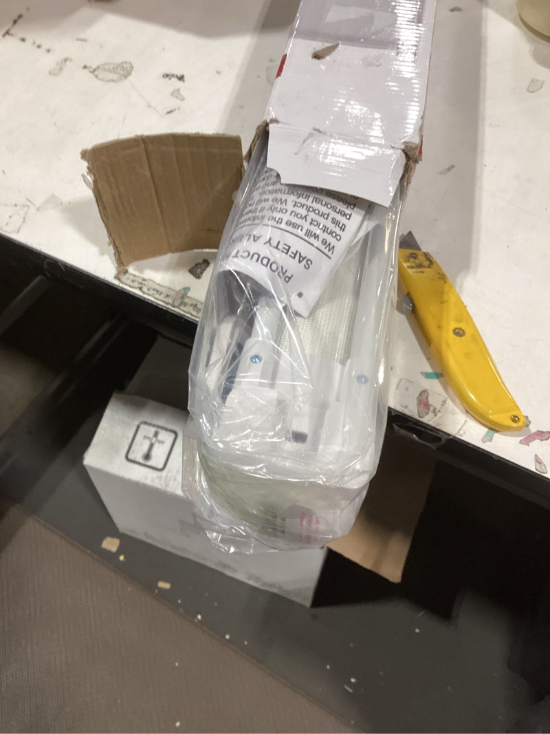 Condition photo showing New/Like New for reinforced 75” wide retractable baby gate with support rods, upgrade extra long retractable dog gates for doorways extra wide mesh baby gate retractable pet gate for stairs child safety gate(white) white reinforced 33" tall x 75" wide