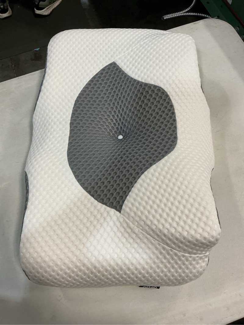 Condition photo showing Good Condition for osteo cervical pillow for neck pain relief, hollow design odorless memory foam pillows with cooling case, adjustable orthopedic bed pillow for sleeping, support for side back sleepers queen(25.5*16.5*5.2/4.1 inches) dark grey