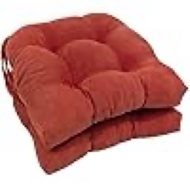 Blazing Needles 16-inch Microsuede Rounded Back Chair Cushion, 16" x 16", Cardinal Red 2 Count