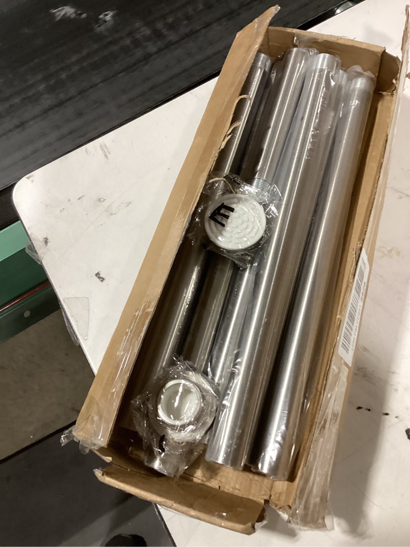 Condition photo showing As Is for Shower Curtain Rod, 1" Diameter Heavy Duty Tension Shower Rod, Non Slip Adjustable 28-102 inch No Drill Shower Curtain Rods Spring Tension For Bathroom, Shower Stall, No Rust, Brushed Nickel 28-102 Inches Brushed Nickel