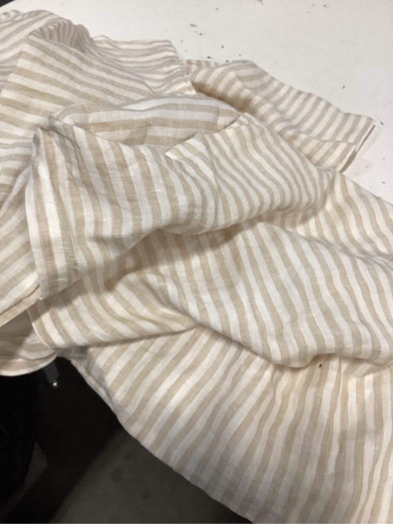 Condition photo showing Good Condition for european linen stripe sham set king sand/white