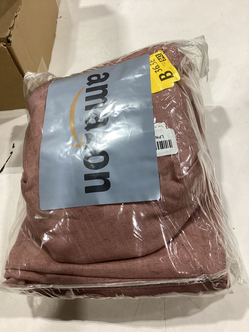 Condition photo showing New/Like New for ash rose pinch pleated linen curtains 90 inch length 2 panels for living room bedroom semi sheer window curtain boho neutral back tab pinch pleat drape with hooks 40x90 ash rose 40"w x 90"l (pack of 2)