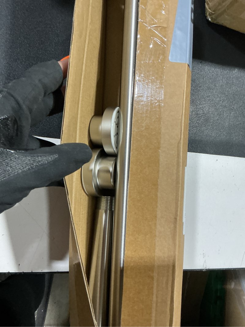 Condition photo showing Good Condition for shower curtain rod, 1" diameter heavy duty tension shower rod, non slip adjustable 28-74 inch no drill shower curtain rods spring tension for bathroom, shower stall, no rust, brushed nickel 28-74 inches brushed nickel