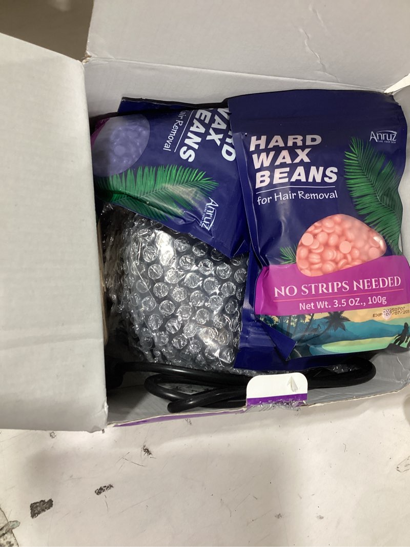 Condition photo showing New/Like New for waxing kit for women men - wax kit for hair removal with silicone bowl,4 bags hard waxing beads and 30 sticks - at home use wax warmer for full body, bikini, eyebrow, face, sensitive skin 3.5 ounce (pack of 4) waxing kit