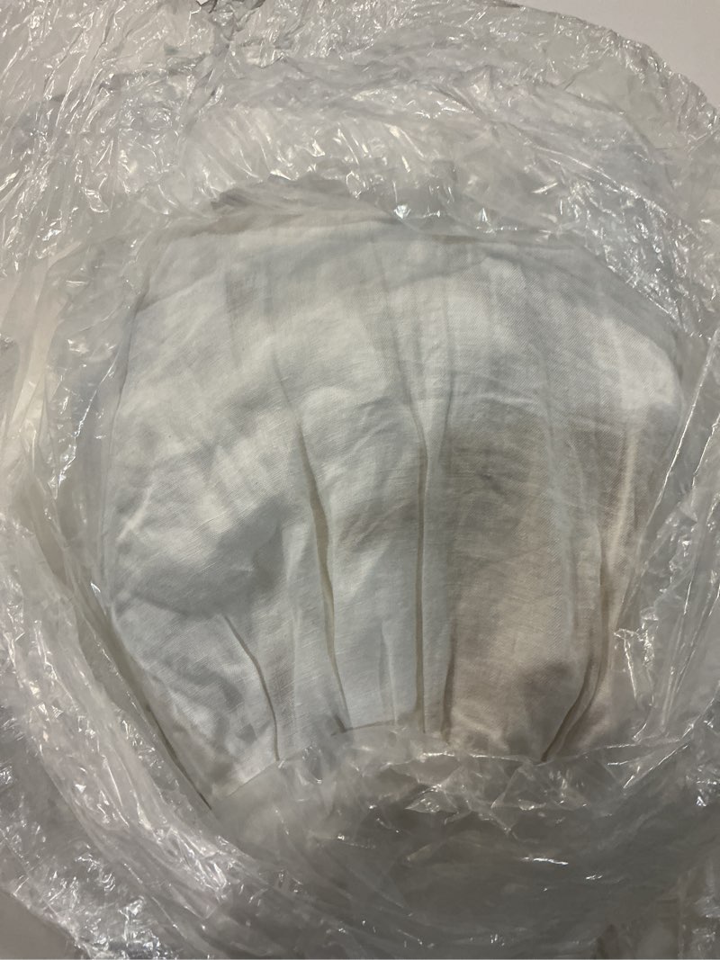 Condition photo showing Good Condition for european linen piped sheet set, queen, white/toffee