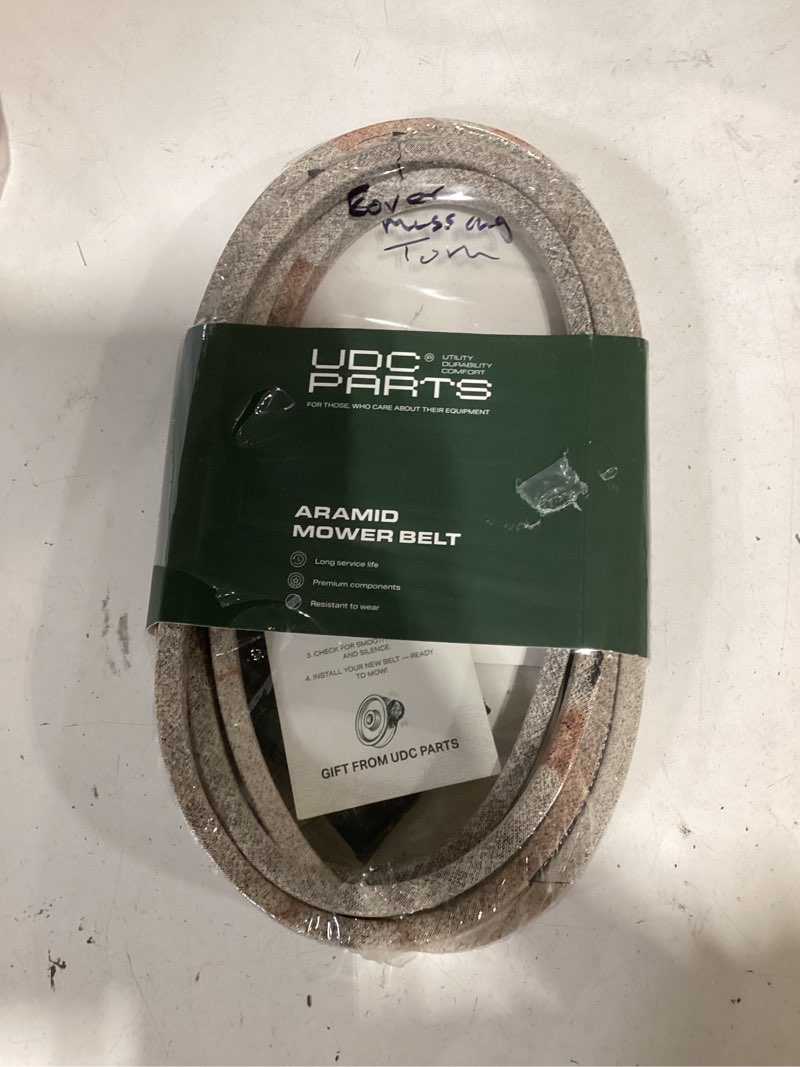 Condition photo showing As Is for udc parts 126-7443 v-belt replacement for exmark 52 inch deck 126-7443-su 126-7443-sl rze724gkc52300 rze708gem52300 rae708gem52300 rzs691gka523a3 ras720gkc52300 / aramid cord / 163.00 inches 163"l x 0.63"w