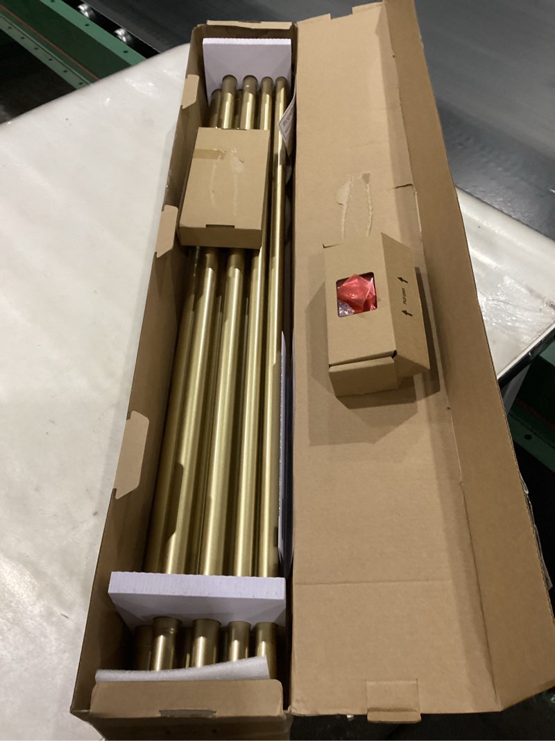 Condition photo showing New/Like New for KAMANINA 1 Inch Double Curtain Rods 66 to 120 Inches (5.5-10 Feet), Heavy Duty Adjustable Double Curtain Rod for Windows, Gold Drapery Rods with End Caps Gold 66-120"