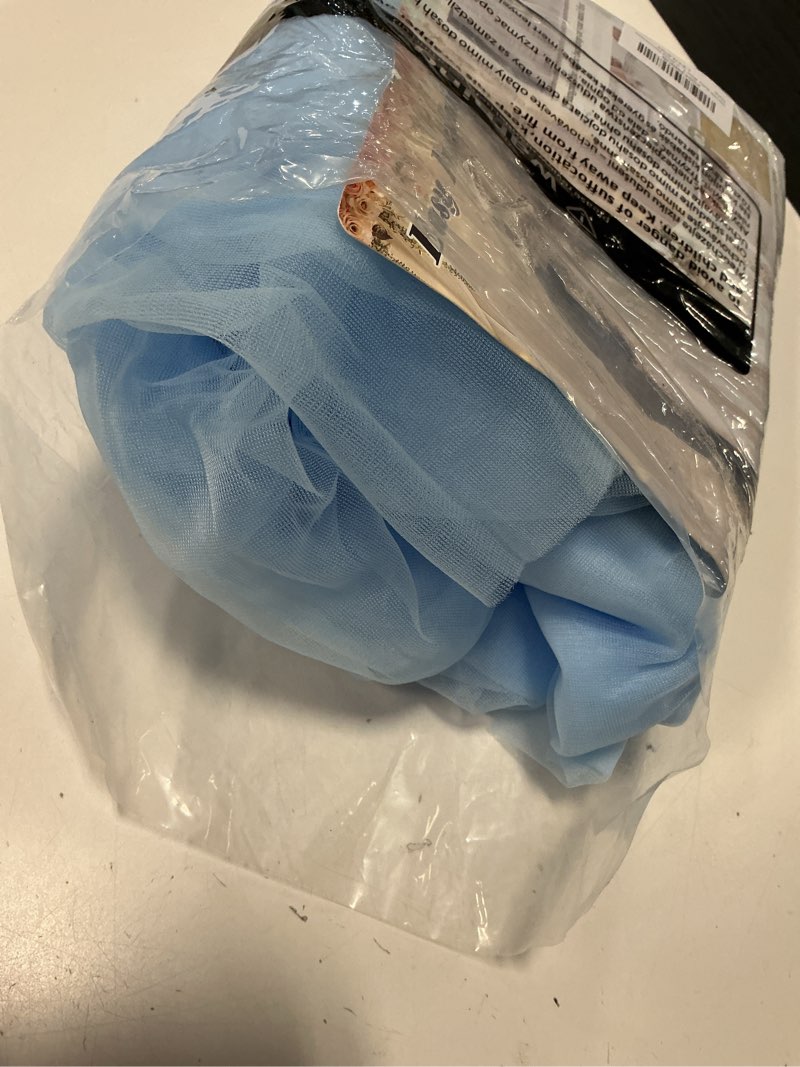 Condition photo showing Good Condition for 10x10ft baby blue tulle backdrop curtain with lights string for parites, sheer photo backdrop curtain drapes for wedding baby shower bridal shower birthday party photo shoot decorations baby blue 10ft x 10ft(2 panels 5*10ft)