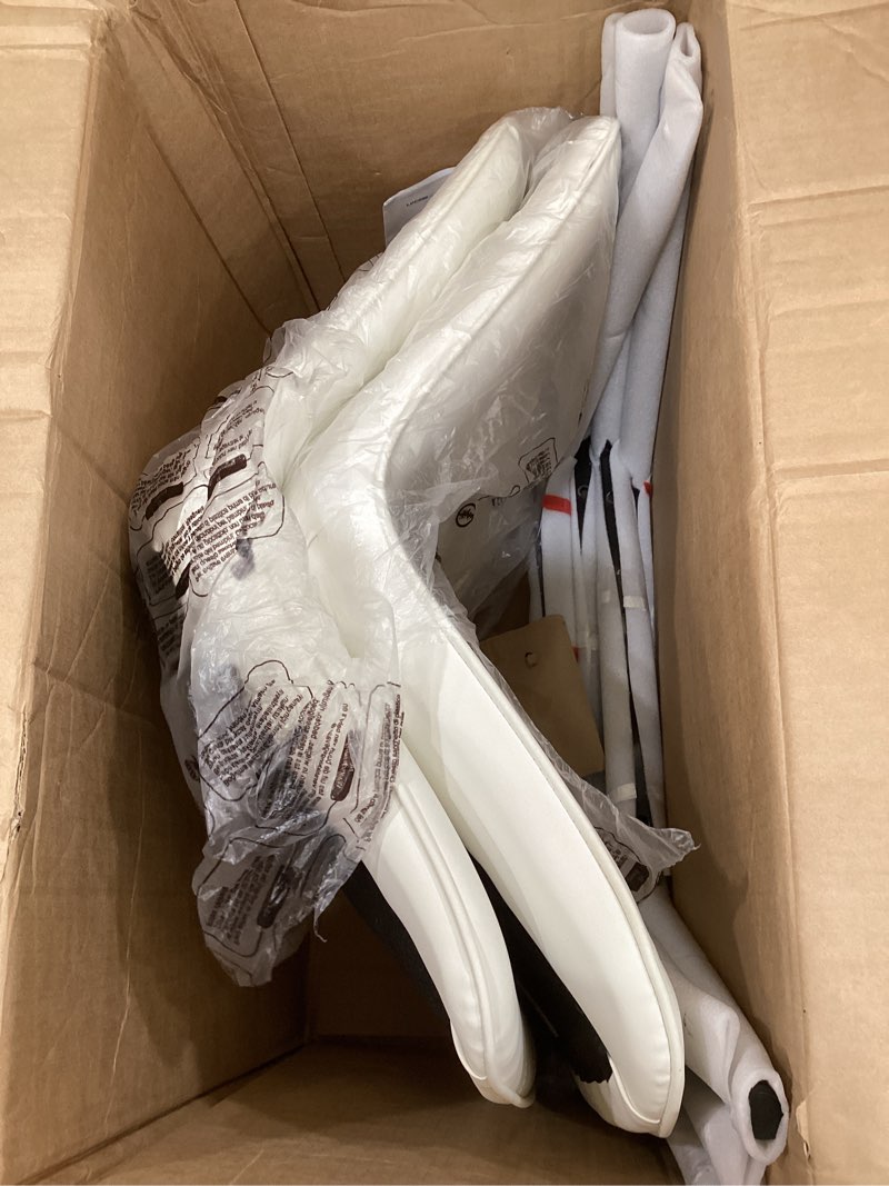 Condition photo showing Good Condition for vasagle dining chairs set of 2, upholstered kitchen chairs, synthetic leather, max. load 264 lb, steel legs, curved backrest, for dining room, cloud white and ink black uldc090wh02 cloud white + ink black set of 2