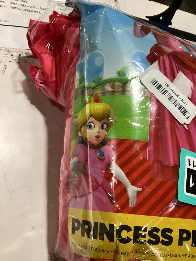 Condition photo showing Good Condition for disguise princess peach adult costume, official super mario elevated adult costume dress and crown, size xl (18-20) xl (18-20) princess peach