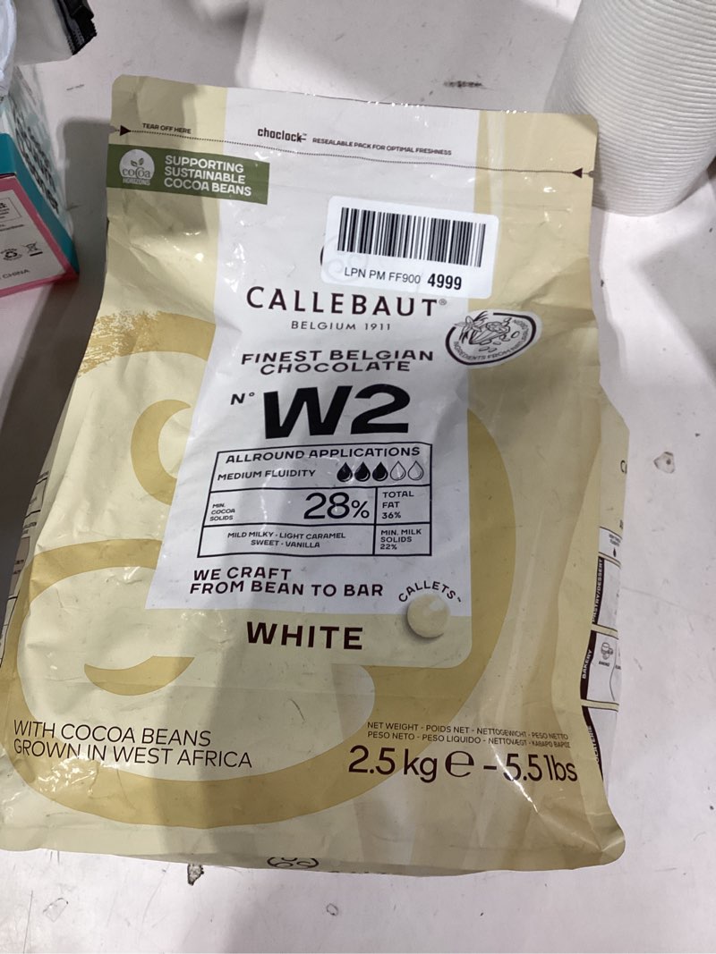 Condition photo showing New/Like New for Similar product not like stock photo similar Callebaut Chocolate - Dark Bittersweet Callets - 2.5 kg (5.5 lbs) - Callebaut 70-30-38