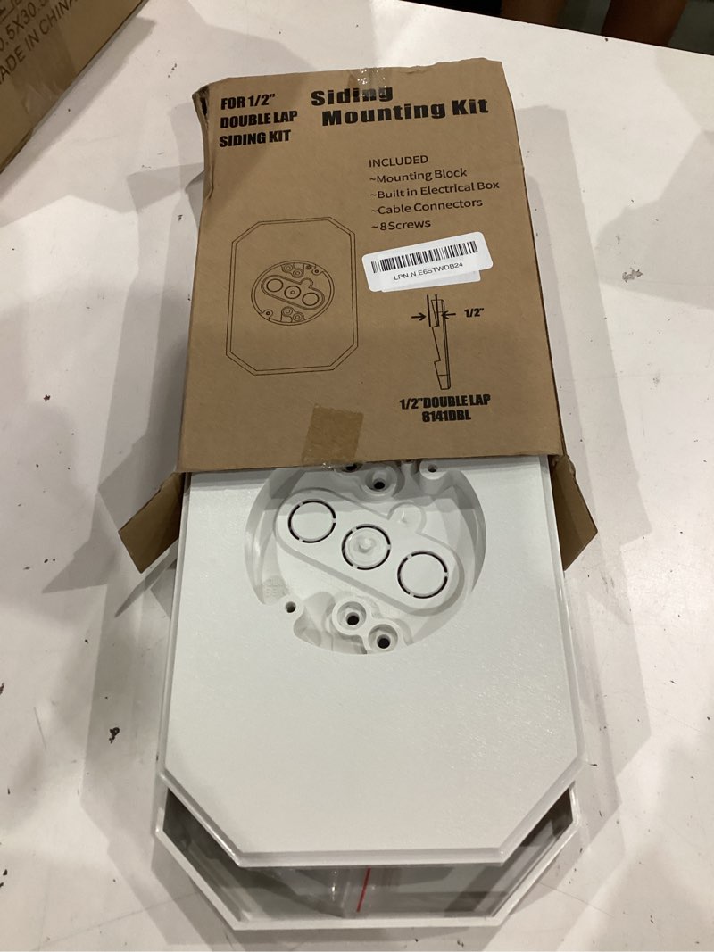 Condition photo showing Good Condition for siding light mounting block, 8141dbl white outdoor mounting plate kit with built-in electrical box, vinyl siding block for 1/2 inch double, 2 pack white 8141dbl 2 pack