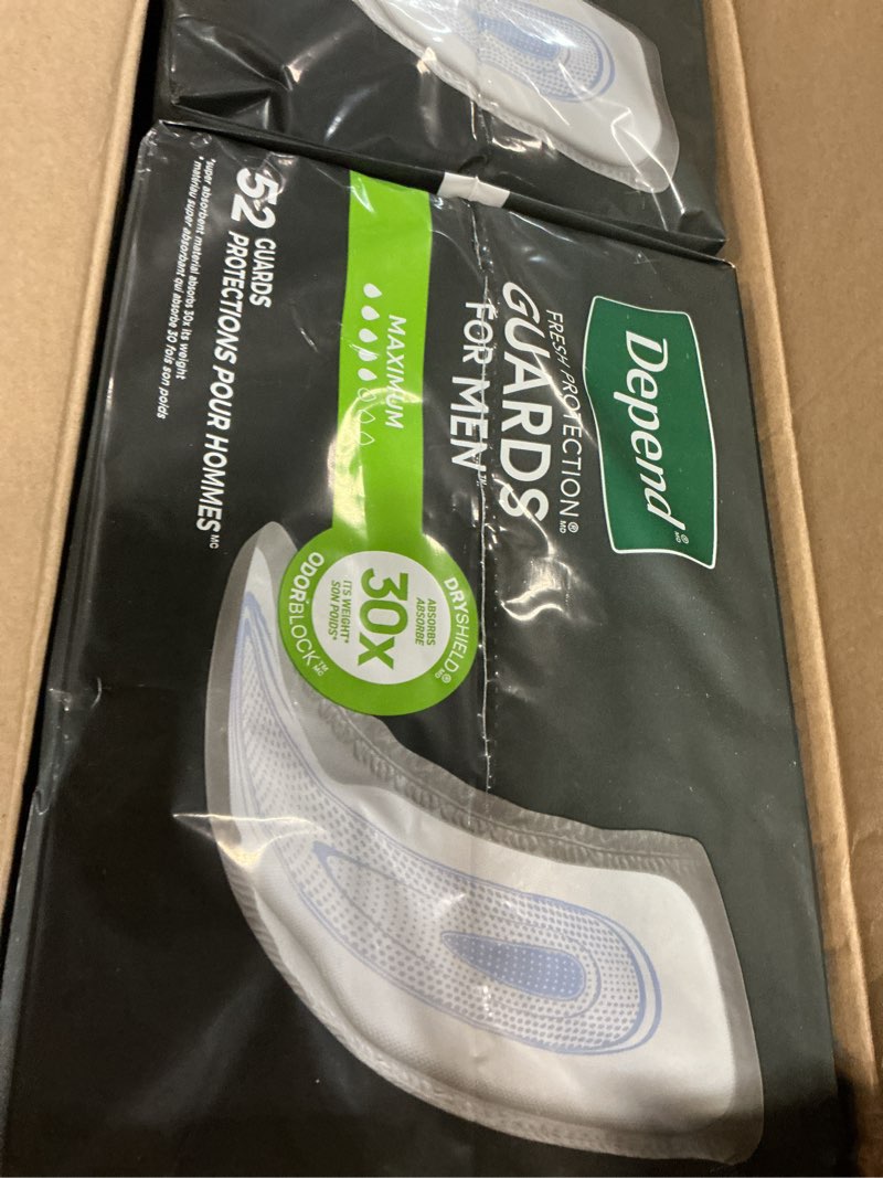 Condition photo showing Good Condition for Depend Incontinence Guards for Men, 52 Count (pack Of 2)