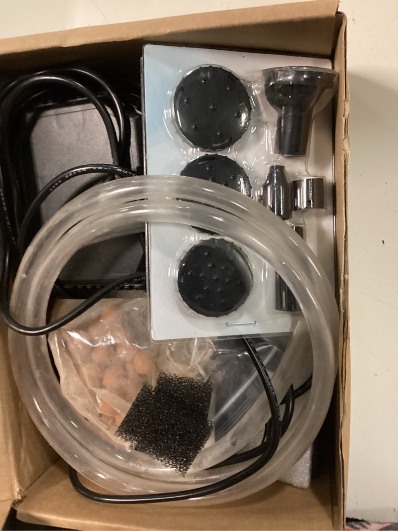 Condition photo showing Good Condition for antfraer solar pond filter with fountain pump, 4w solar fountain pump with pond filter, solar powered water pump kit with 5 nozzles & pvc tubing for bird bath, garden, outdoor fish tank