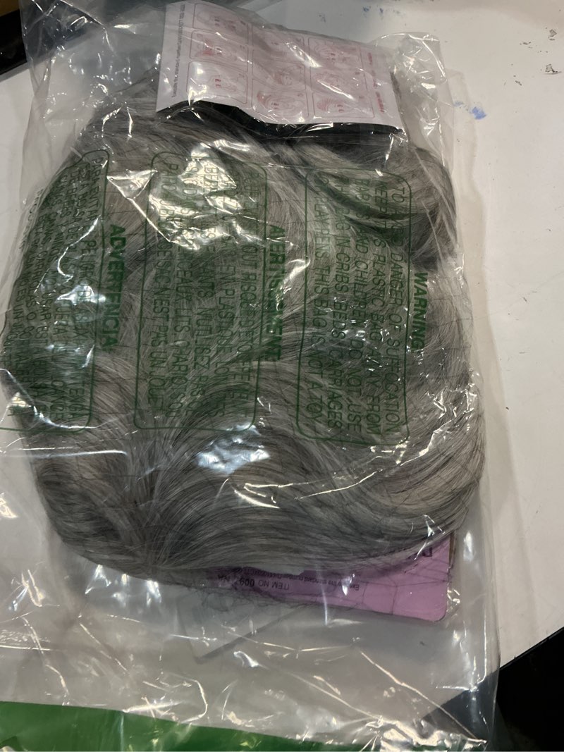 Condition photo showing Good Condition for RENERSHOW Mixed Grey Short Wavy Wig for White Women - Medium Length, Gray Curly, Silver, Heat Resistant, Synthetic, Natural Looking