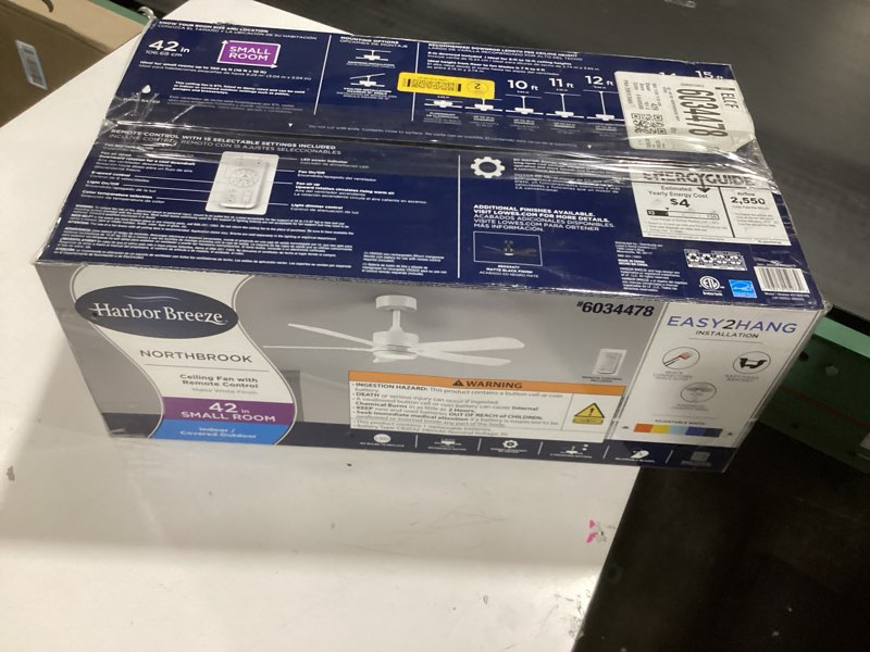 Condition photo showing As Is for Harbor Breeze Northbrook 42-in Matte White with Matte Blades Color-Changing LED Covered