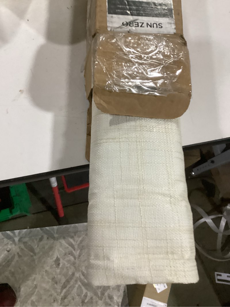 Condition photo showing Good Condition for sun zero seraphina textured 100% total blackout cordless roman shade, linen, 31" w x 64" h linen 31"w x 64"h