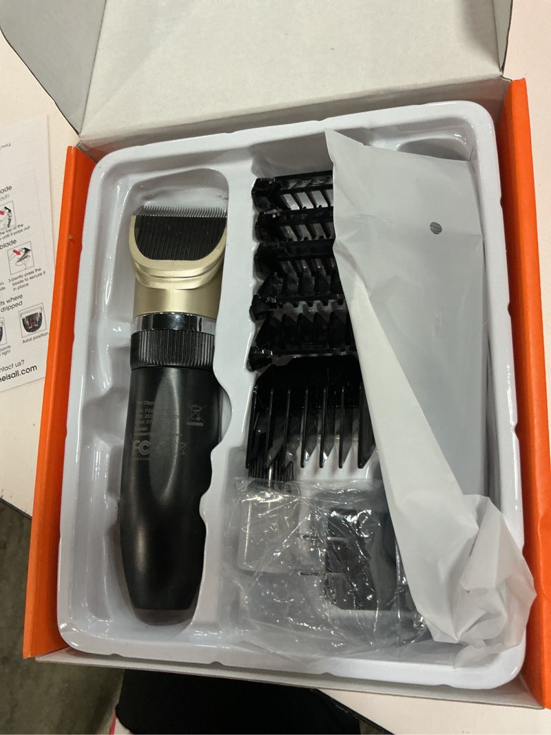 Condition photo showing As Is for oneisall dog clipper low noise, dog grooming kit with rechargeable, pet shaver cordless electric quiet hair clipper set for dogs cats pets?gold?