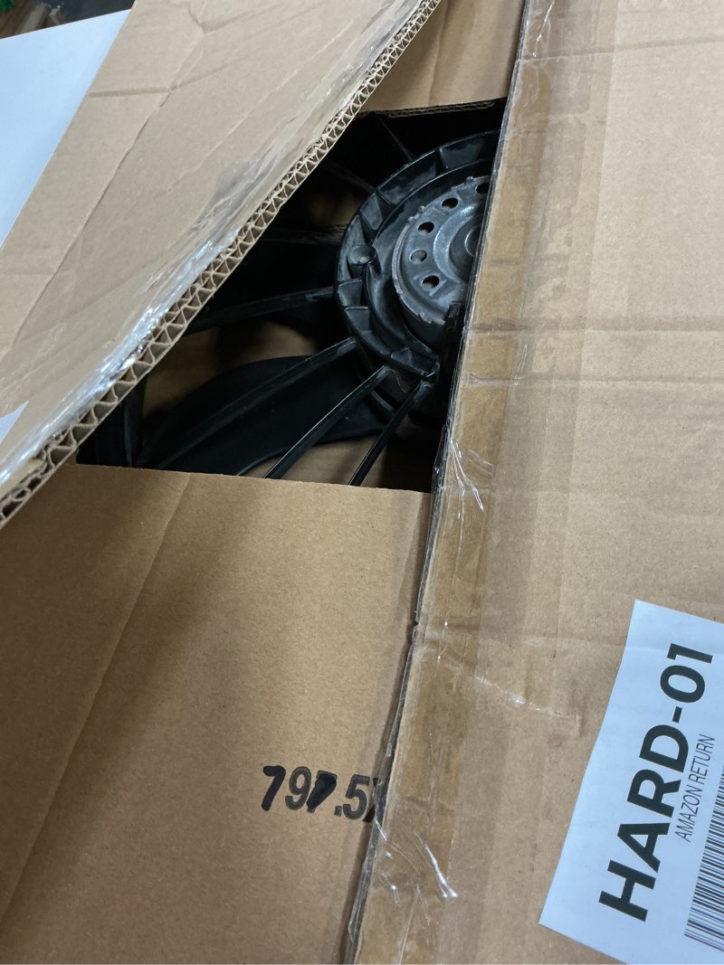 Condition photo showing As Is for kuiperauto a/c condenser radiator cooling fan assembly 68050129aa 621-526 compatible with 2009-2017 chrysler 300 compatible with 2009-2018 dodge challenger pickup truck