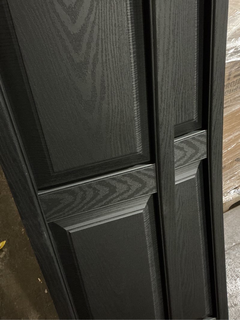 Condition photo showing Good Condition for 14.563-in w x 63.906-in h black raised panel exterior shutters ( 2 -pack )