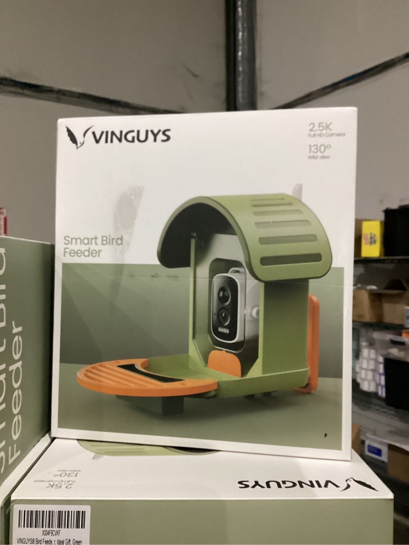 Condition photo showing New/Like New for VINGUYS® Bird Feeder with Camera, Smart Bird Feeder Camera AI Identifies 11,000+ Bird's Species, Auto-Capture 2.5K UHD Bird's Video, IP66 Waterproof Outdoor Solar Powered, Ideal Gift Green