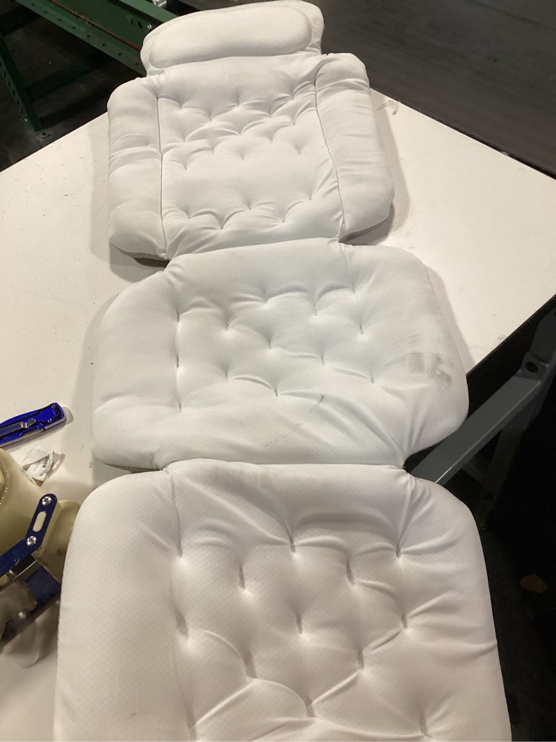 Condition photo showing As Is for full body bath pillow, luxury bath cushion with 192 suction cups, bath pillows for tub for head and neck support, with laundry bag white, 51" x 16"