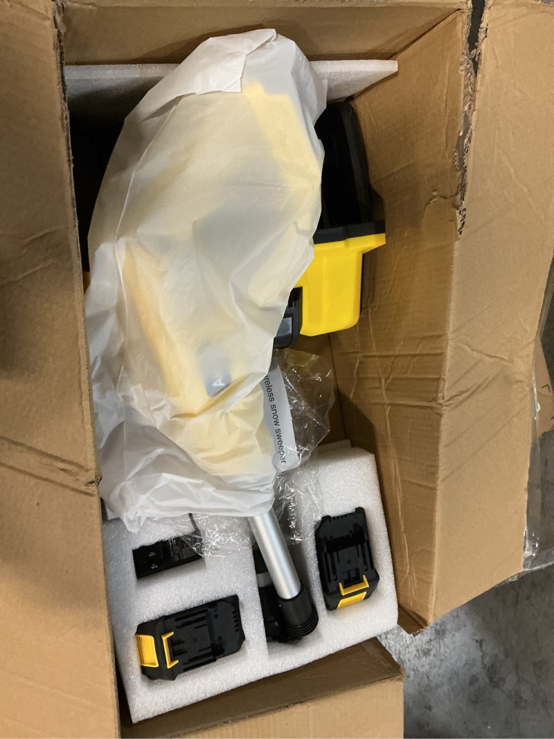 Condition photo showing Good Condition for Cordless Snow Shovel,12.5" Electric Snow Blower with 2x4.0Ah Batteries,20V Snow Remover with Adjustable Handle &Directional Chute,6" Snow Intake and 27Ft Throw, for Driveway,Deck,Yard Steps Yellow