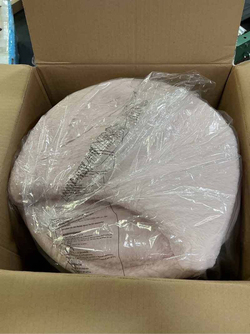 Condition photo showing Good Condition for GREENSTELL Vanity Stool Chair with Storage and Folding Back, 15.7\\\" x 15.7\\\" x 19.5\\\" Faux Fur Soft Ottoman for Adults, 4 Metal Legs with Anti-Slip Feet, Furry Padded Seat for Makeup, Bedroom, Pink Pink 15.7\\\"D x 15.7\\\"W x 19.5\\\"H