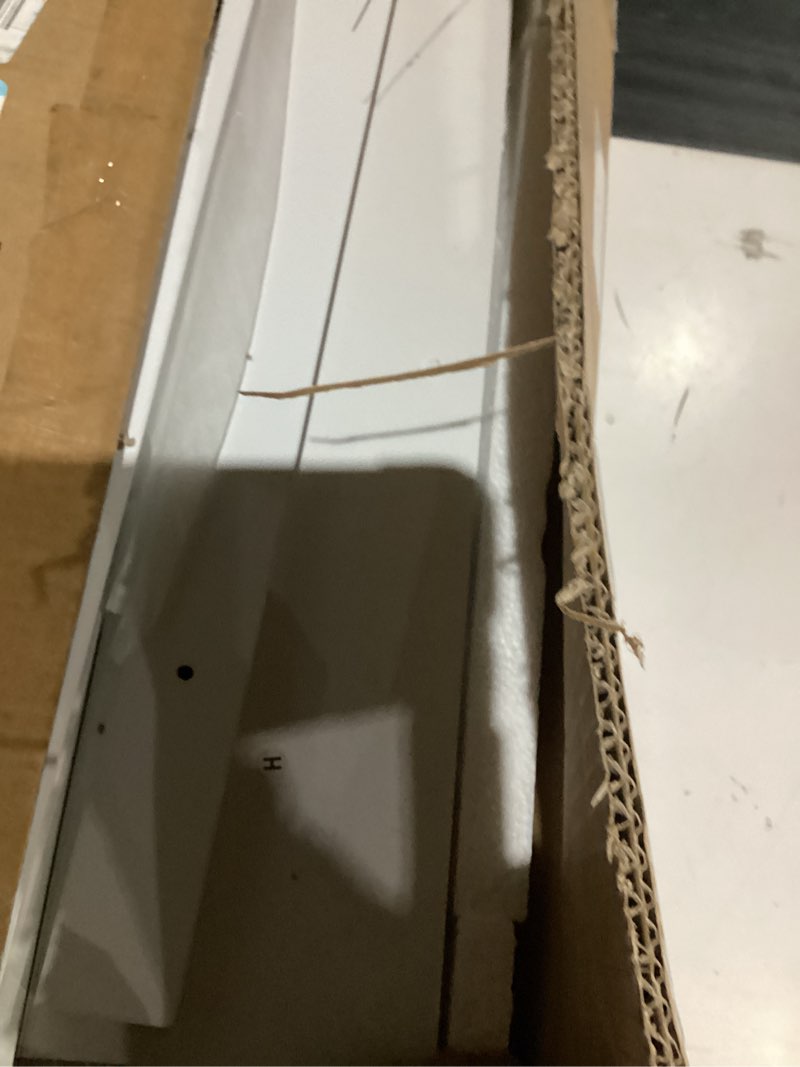 Condition photo showing As Is for VASAGLE Bathroom Cabinet with Mirror, Wall Cabinet with 2 Mirrored Doors, Adjustable Shelf, Open Compartment, Wall-Mounted, 5.1 x 22.2 x 23 Inches, White ULHC002 5.1"D x 22.2"W x 23"H White