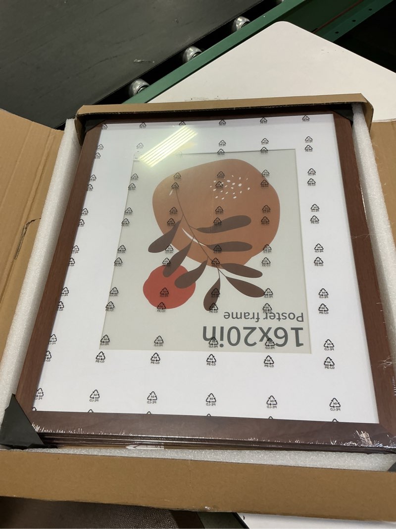 Condition photo showing New/Like New for 16x20 Picture Frame Brown Set of 3, Display Pictures 11x14 with Mat or 16 x 20 Without Mat, Poster Frames 16x20 for Wall Hanging Horizontal and Vertical Brown 16x20(3PK)