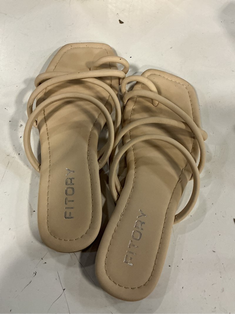 Condition photo showing As Is for Women's Slide Sandals Flat Toe Ring Thongs with Cross Strap for Summer Size (8 M)