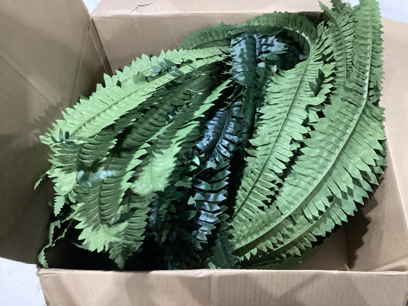 Condition photo showing New/Like New for martine mall 2pcs 48''/ 88 leaves xxl large fake ferns artificial ferns for outdoors, uv resistant faux boston fern for outdoor planter realistic hanging artificial fake plants for porch patio 2 pcs green-b