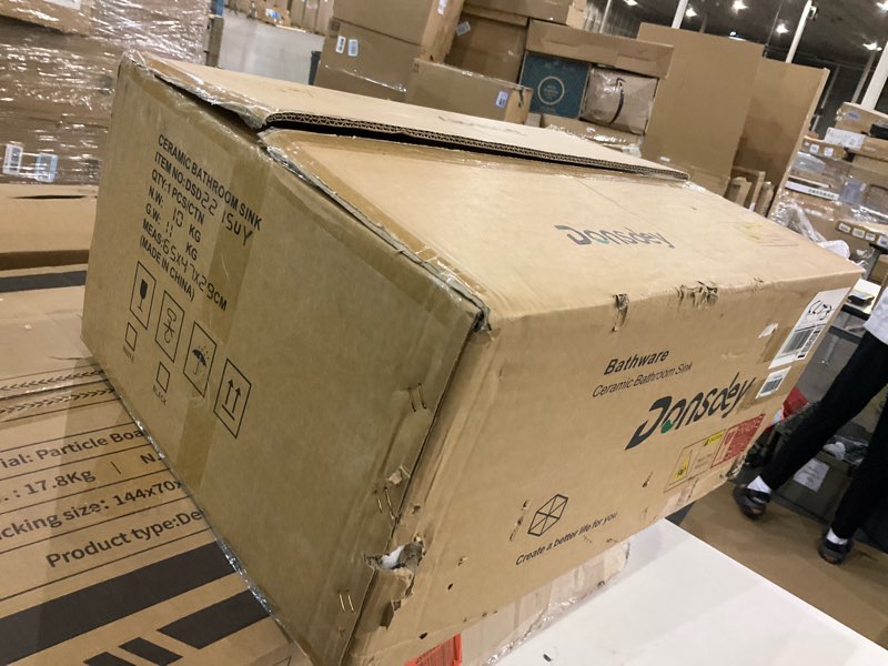 Condition photo showing As Is for White Vessel Sink For Bathroom - Donsdey 19"x15" Bathroom Vessel Sink White Rectangular Above Counter Ceramic Porcelain Lavatory Vanity Sink Basin 19"x15" Above Counter