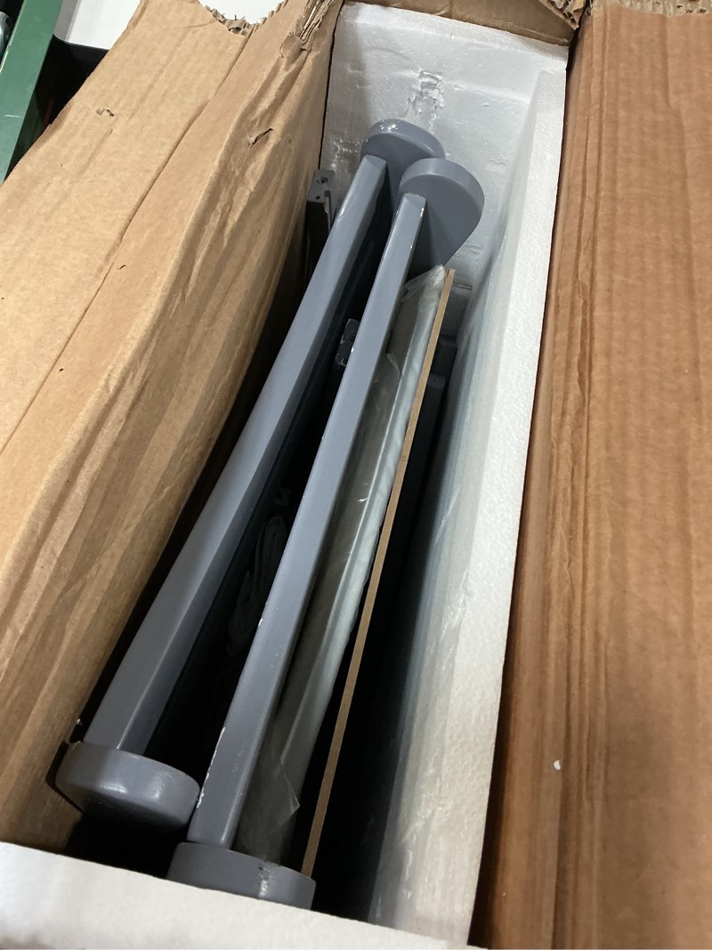 Condition photo showing As Is for Badger Basket Sleigh-Style Baby Changing Table - Diaper Changing Station with 3 Storage Baskets - Nursery Organizer with Hamper, Changing Pad, Safety Rails - Gray Gray/White