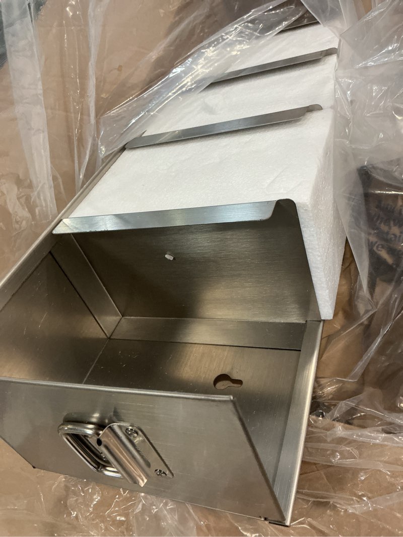 Condition photo showing Good Condition for 32 ounce cup and lid holder, 4 compartments stainless steel cup lid dispenser with adjustable dividers, cup lid holder for cabinet kitchen cafe tea shop restaurant