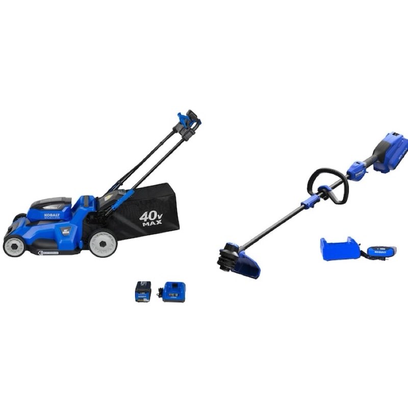 kobalt 40v 21-in self-propelled mower + 15-in string trimmer