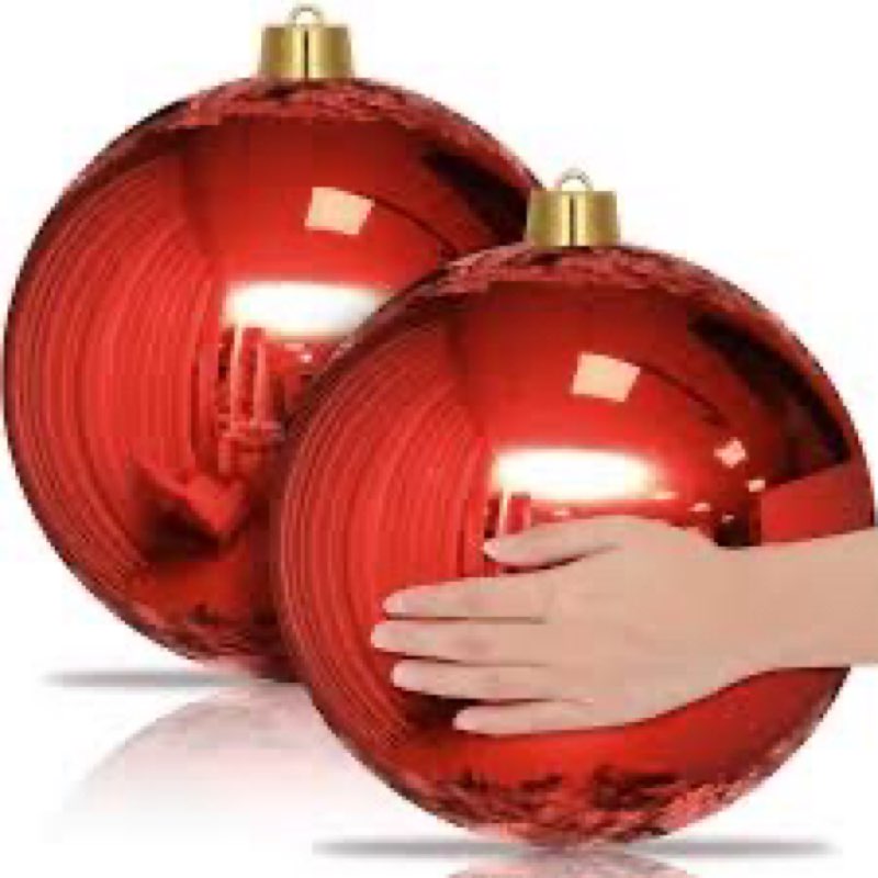 Jerify 2 Pcs 12" Large Christmas Ball Ornaments Giant Shiny Plastic Christmas Ball Outdoor Shatterproof Water Resistant Ball Decorations for Holiday Party Xmas Tree(Green)