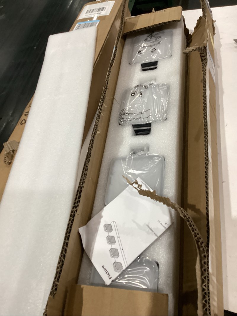 Condition photo showing As Is for 360° Rotate LED Bathroom Vanity Light Fixtures, 1600LM Acrylic Matte Black Vanity Lights for Bathroom, Modern Wall Lighting Fixtures Over Mirror Kitchen Living Room Hallway (Natural White Light 5000K) Matte Black - Non-dimmable 4-Light, 27-Inch, 5000K