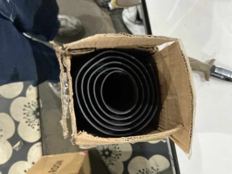 Condition photo showing As Is for Indoor Outdoor Door Mat, 5' x 3' Doormat for Entryway, Rubber Backing Non Slip Front Door Mat Outside Entrance, Super Absorbent Commercial Floor Mat for Home Office, Black Black Striped 3' x 5' (Rectangular)