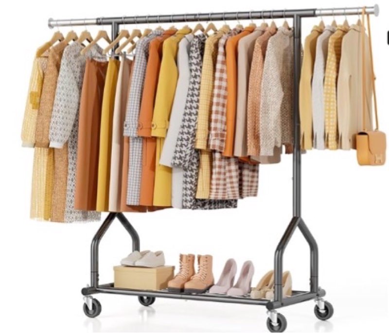 eagmak heavy duty clothes rack load 424 lbs, rolling clothing rack with shelves, adjustable metal cl