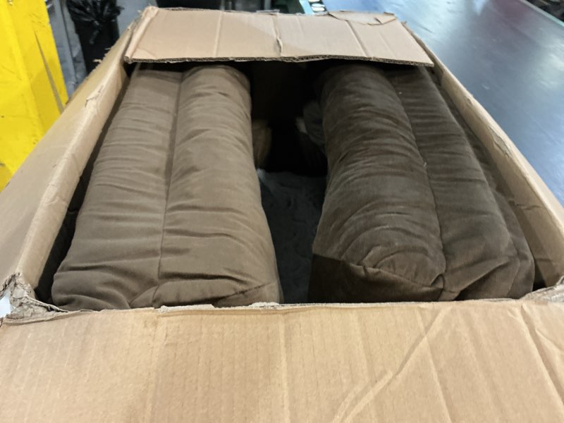 Condition photo showing As Is for wnpethome xl extra large dog bed, washable dog couch with removable waterproof cover, orthopedic large pet sofa bed with bolster sides for sleeping brown x-l (41x28x7in)