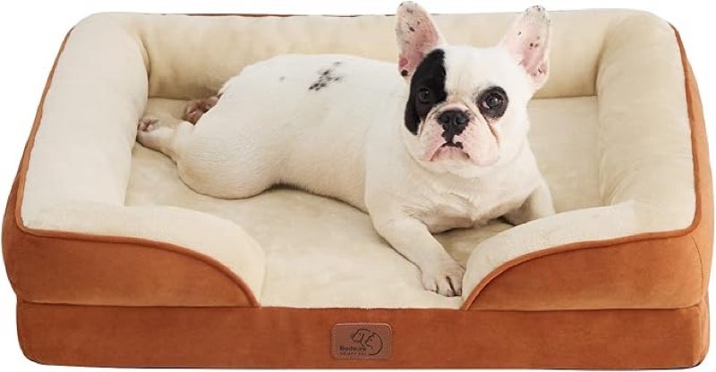 Bedsure Orthopedic Dog Bed Medium Size Dogs - Washable Medium Dog Cat Bed Waterproof, Comfort Pet Co