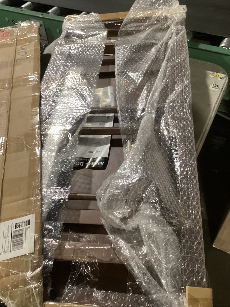 Condition photo showing New/Like New for dog ramp for bed, extra wide 17", non-slip rubber surface, adjustable folding pet ramps for small & large dogs up to 200lbs, walnut wood stairs for old dachshund/labrador to get on high couch or car black large
