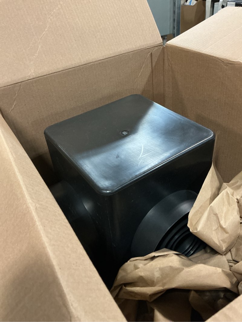 Condition photo showing As Is for Uni-Green Catch Basin Kit 12X12 inch with Debris Basket and Grating | Square Storm Drain,Catch Basin for Drainage with 4 Outlet,Fit for 4 Size(2, 3, 4 and 6) inch Pipe,for Lawns, Landscaped Areas