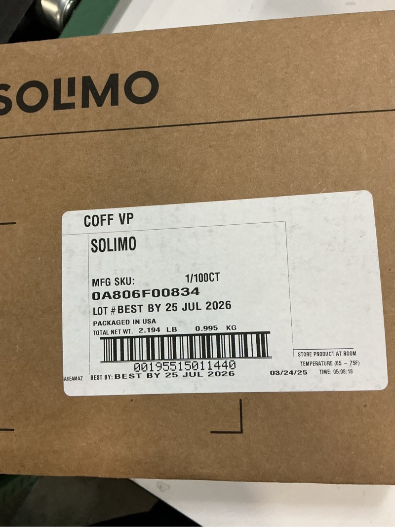 Condition photo showing Good Condition for (bedt by 25 jul 2026) amazon brand - solimo variety pack light roast coffee pods, hazelnut and french vanilla flavored, compatible with keurig 2.0 k-cup brewers, 100 count variety light roast 100 count (pack of 1)