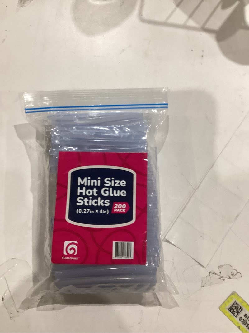 Condition photo showing New/Like New for Mini Hot Glue Gun Sticks (Bulk Pack of 200) - 4" Length, 0.27" Diameter - Multi-Purpose for DIY Art, Crafts, Home Decoration, Sealing, and Repairing - Compatible with Most Glue Guns Clear (200 pcs)