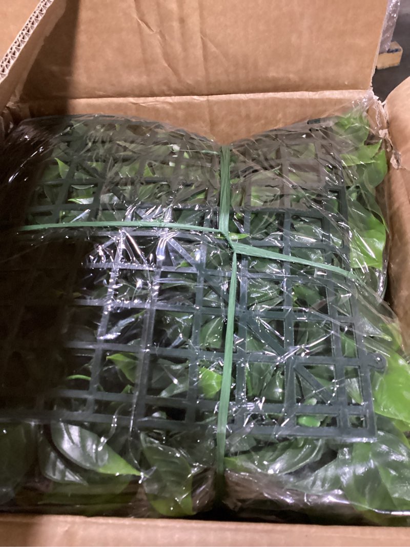 Condition photo showing As Is for luyue 12pcs 10"×10" artificial grass wall panels greenery wall backdrop flower hedge panel green grass decor privacy screen backdrop 12 10"×10"